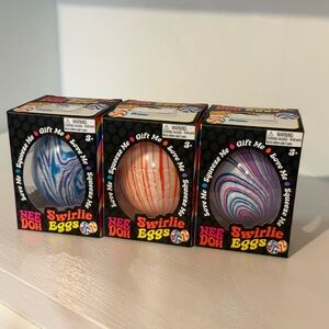 SET OF 3! NeeDoh Swirlie Eggs - Blue, Red, and Purple SET